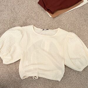 Elegant Ivory Puff Sleeve Top